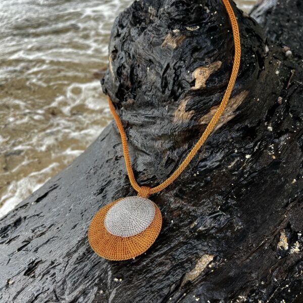 Taabeej Necklace - Orange - Silver